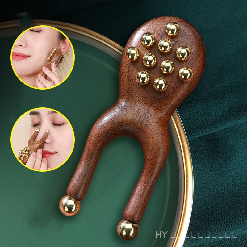 เครื่องมือนวดกบขนาดเล็ก Rosewood & ทองเหลืองแบบพกพา - ยกกระชับใบหน้า Myofascial กระชับจมูกและอุปกรณ์ความงามดูแลดวงตา