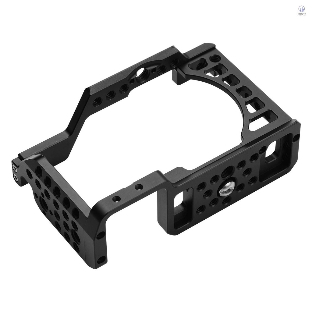 อลูมิเนียมกล้อง Rig พร้อม Cold Shoe Mount ARRI Locating Hole 1/4 3/8 รูเกลียวสําหรับ A6000/A6100/A63