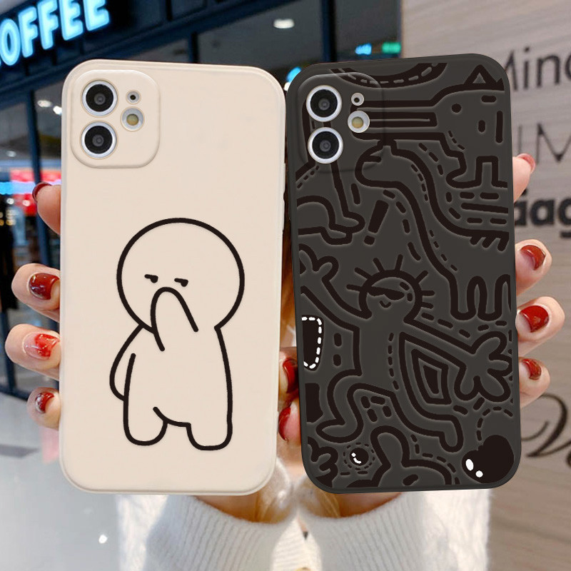 For iPhone 11 13 16 15 14 12 Pro Max 6 7 8 Plus XR XS Max SE 2020 ปลอกซิลิโคนเหลวขอบตรงนิ่มTPUป้องกันโทรศัพท์มือถือกรณี – โปรปัง