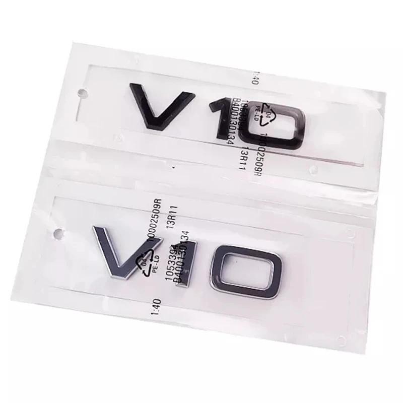 3D ABS Chrome ตัวอักษรสีดํา V10 โลโก้รถ Fender Badge Emblem สําหรับ Audi R8 Coupe RWD Performance Sp