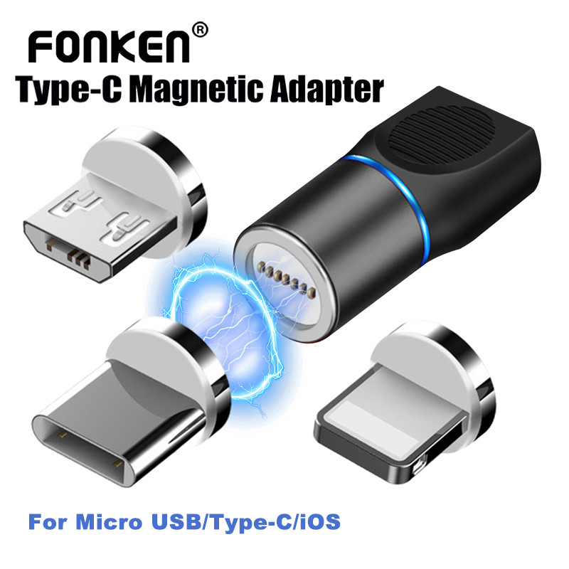 Fonken USB C อะแดปเตอร์ชาร์จแม่เหล็ก 7pin ถึง Micro USB Type-C iOS มือถือ 3A Connector สําหรับ iPh Samsung Xiaomi