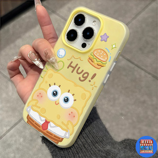 CODที่ไทย เคสไอโฟน13 ลายเจ้าฟองน้ำ สีเหลือง เคสด้านครอบสองชั้นสีสัน For IPhone13 11 12 14PLUS 15 16 ProMAX 6/7/8 X XS XR