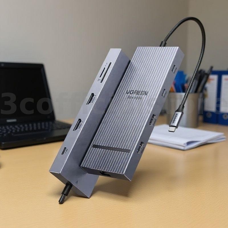 UGREEN 10 in 1 Type-C Dock CM866 พร้อม 4K จอแสดงผล 100W Power Delivery Dual USB-C พอร์ต SD TF Slots 