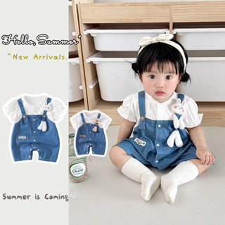 ฤดูร้อนใหม่เสื้อผ้าเด็กสาวบอดี้สูทแขนสั้น 0-24 เดือนน่ารักสุ…