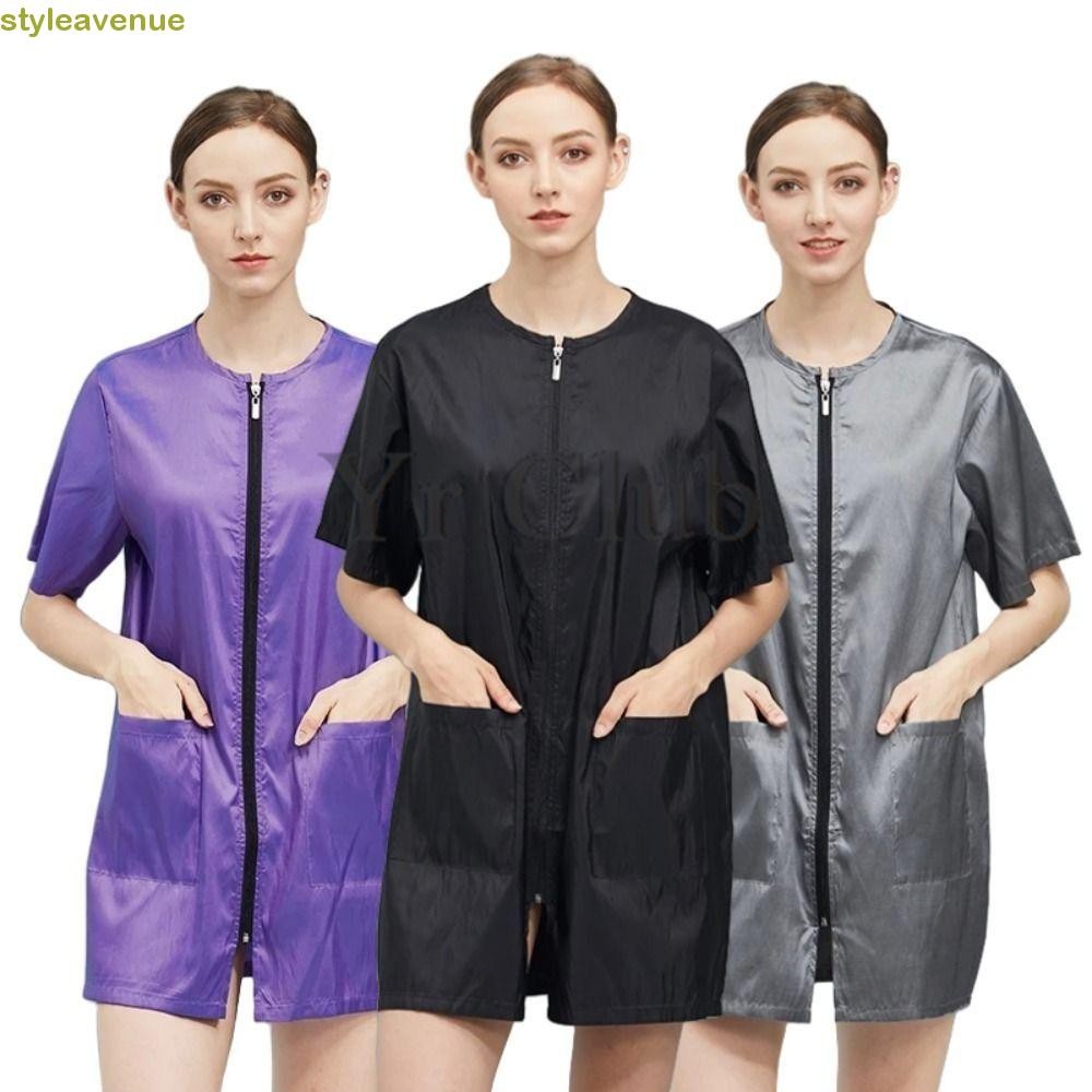 เสื้อคลุมช่างทําผมร้านตัดผม สไตล์เวนิว ขนาดใหญ่ ระบายอากาศง่าย ซิปแขนสั้น/แขนยาว ไม่ติดผม