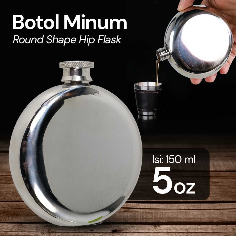 SENDSTR Hip Flask ทรงกลมสแตนเลส 201 5oz เบียร์ขวดไวน์ดื่ม - B-5