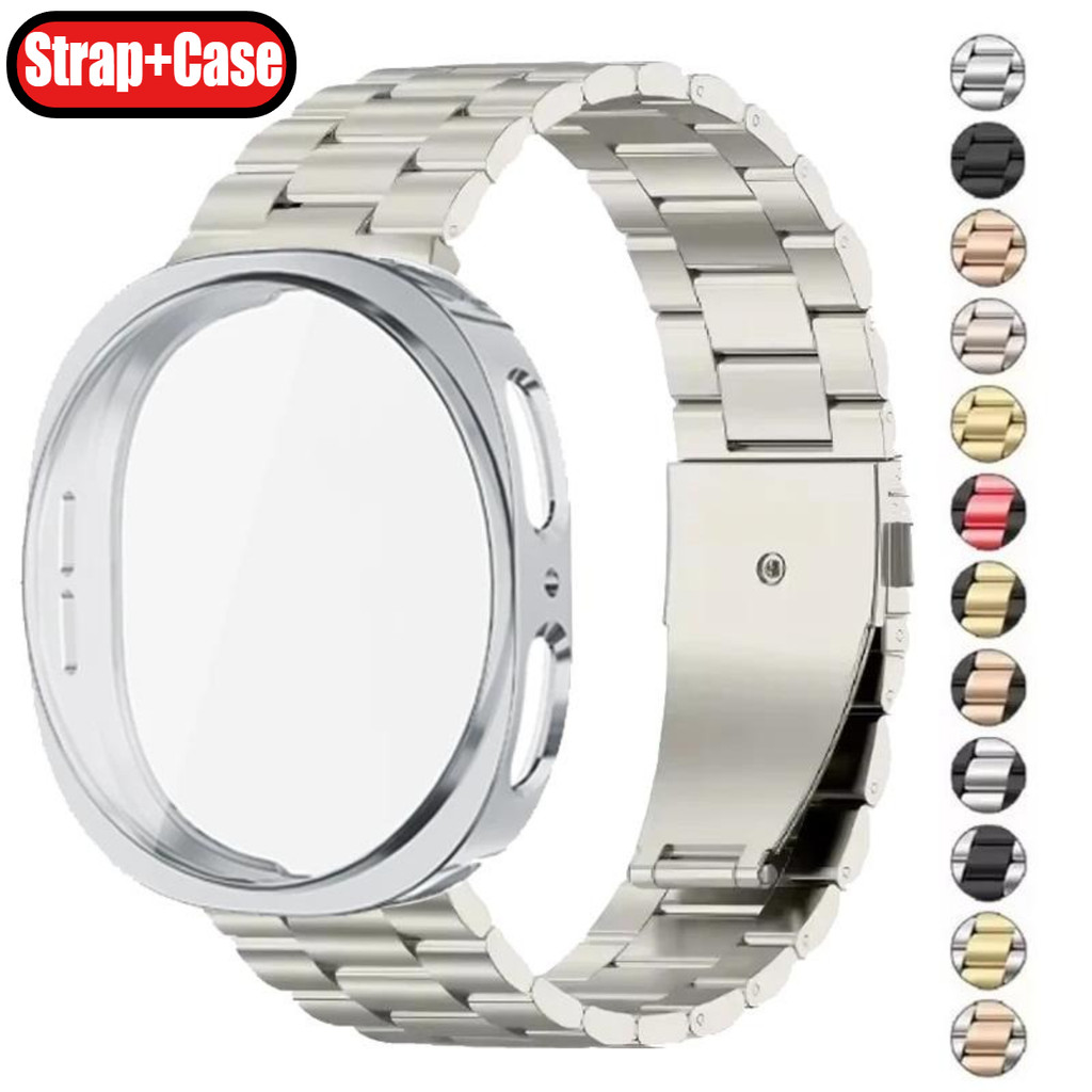 กรณี + สายสแตนเลสสําหรับ Samsung Galaxy Watch 8 44 มม.40 มม.สร้อยข้อมือ + Soft TPU Case Protector สําหรับ Galaxy Watch 8 44 มม.Correa