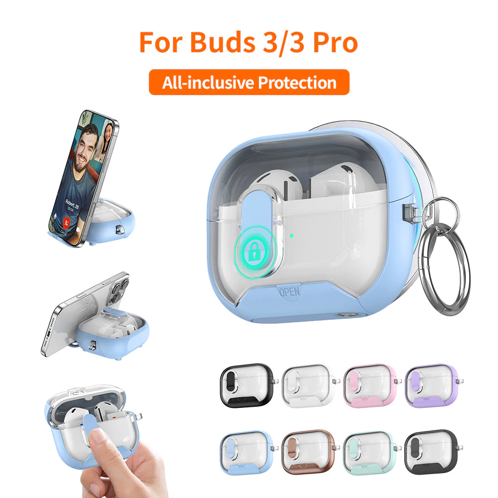🔥ส่งจากไทย🔥 ฝาพับใส For Samsung Buds 3 Pro 3Pro Buds3Pro เคสป้องกันความปลอดภัยพร้อมที่ยึดโทรศัพท์ เคสป้องกันหูฟังแบบใส