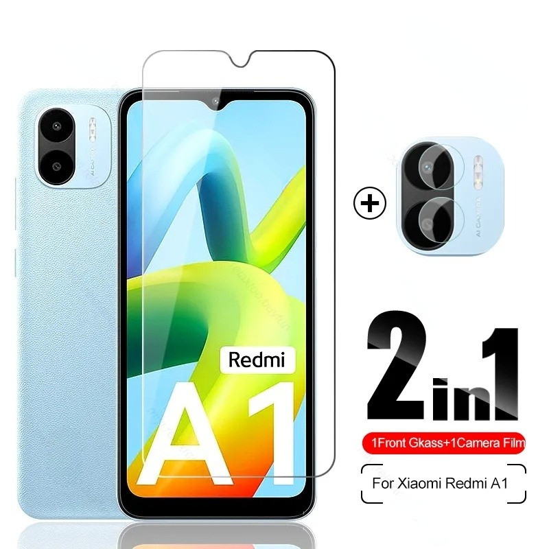 2in1 กระจกนิรภัยฟิล์มสําหรับ Xiaomi Redmi A1 A2 A3 A1 + A2 + A3X A5 กล้อง Protector Redmy Readmi A1P