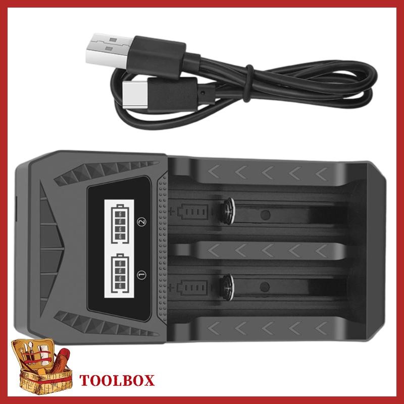 TOOLBOX อัจฉริยะ Double Slot Type C ชาร์จ LCD สําหรับ 18650 26650 3 7V