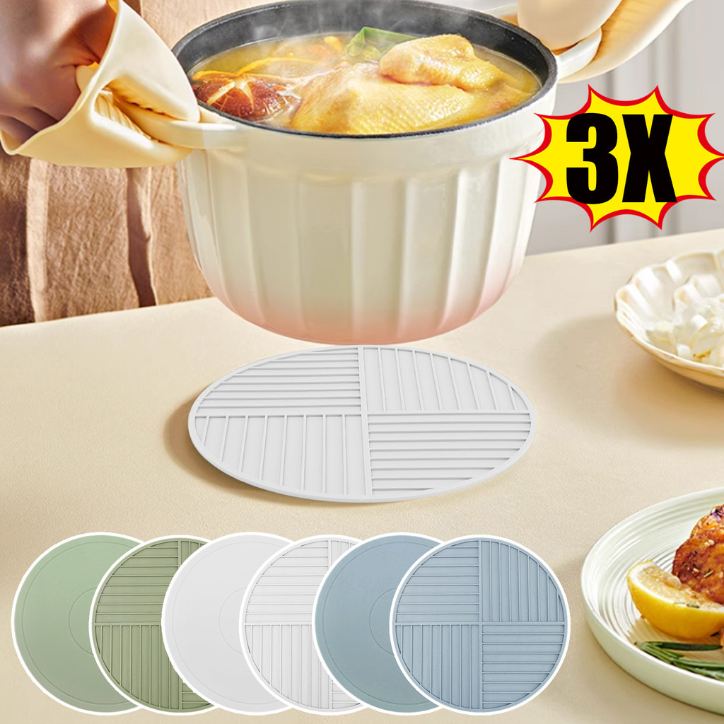 3ชิ้นทนความร้อนซิลิโคนเสื่อตารางเสื่อป้องกัน | ที่รองแก้วท่อระบายน้ํากันลื่นพร้อมช่องระบายอากาศไอน้ําเสื่อห้องครัวสองด้านสําหรับหม้อ/กระทะ/ถ้วย