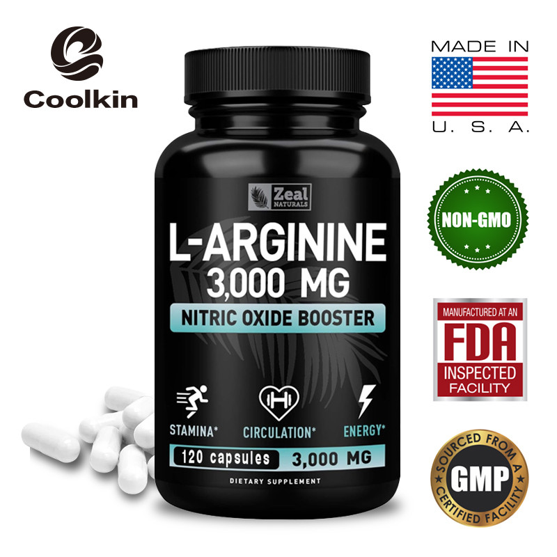 บรรจุ ล-อาร์จินีน ผสมผสาน แคปซูลมังสวิรัติ 30/60/120 มังสวิรัติ ไม่ใช่จีเอ็มโอ