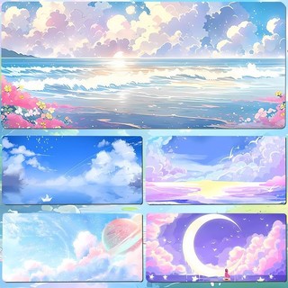 แผ่นรองเมาส์ภาพวาดที่สวยงามการพิมพ์ ความละเอียดสูง แผ่นรองเมาส์กันน้ําเย็บขนาดใหญ่แผ่นรองเมาส์เล่นเกมกันลื่น