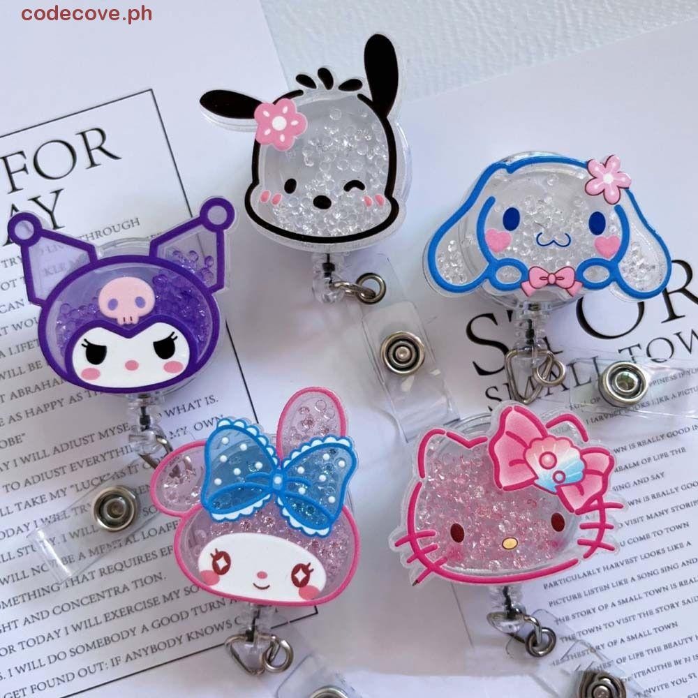 CODECOVE​ Retractable Badge Reel, My Melody Easy ดึงหัวเข็มขัด ID Card คลิป, อุปกรณ์สํานักงาน Pass C