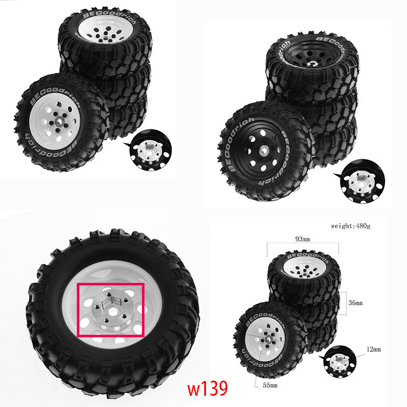 6 ซม.FR4 Hub TRX4 จําลอง FMS ปีนเขา NT4 ยาง 93 มม.เส้นผ่านศูนย์กลาง SCX10 W139
