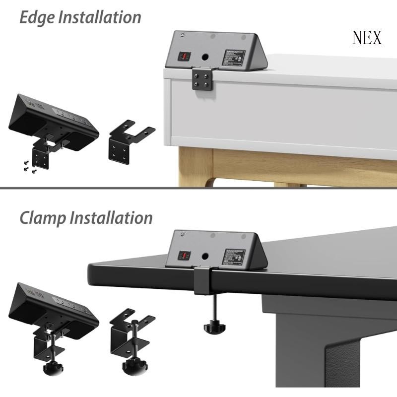 NEX Nightstands รางปลั๊กไฟแบบหนีบโต๊ะพร้อมพอร์ต USB C และเต้ารับ 3AC สําหรับสํานักงาน