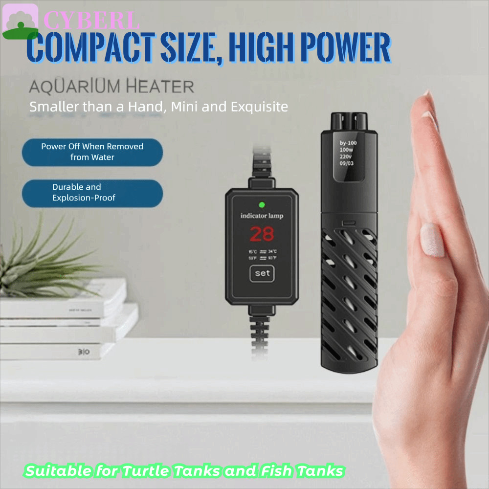 CYBERLINX Aquarium Submersible Heater, Quartz Glass 30w-100w เต่าถังเครื่องทําความร้อน,ระดับน้ําต่ําอุณหภูมิคงที่ควบคุมปรับถังปลาความร้อน Rod Aquarium Supplies