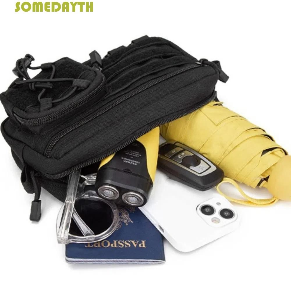 SOMEDAY เอว Fanny Pack, 1000D ไนลอนขนาดใหญ่ความจุปีนเขาเอวกระเป๋า,แขวนเอวพร้อมกระเป๋าซิปขนาดเล็กมัลติฟังก์ชั่กันน้ําวิ่งกีฬาเข็มขัดกระเป๋าขี่จักรยาน