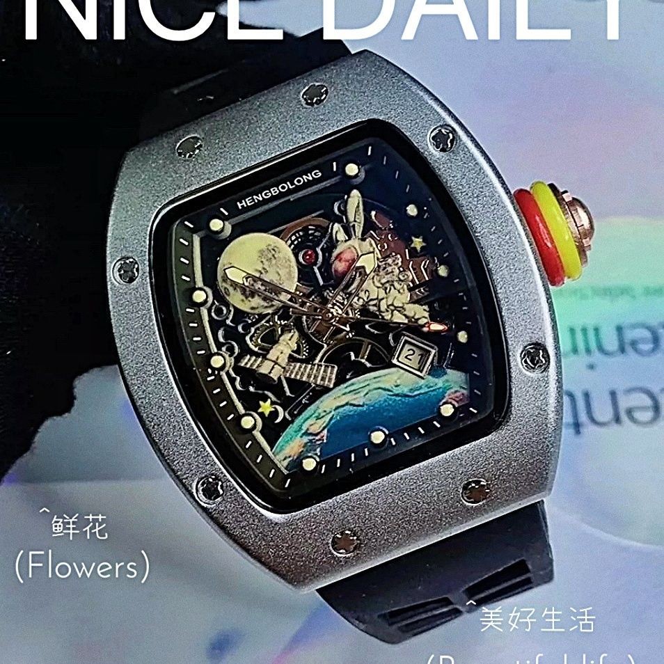 Fff นําเข้าจากต่างประเทศ Richard Astronaut RM88 นาฬิกาด้านหลังโปร่งใสนาฬิกาผู้ชาย Disc Disc Disc อิน