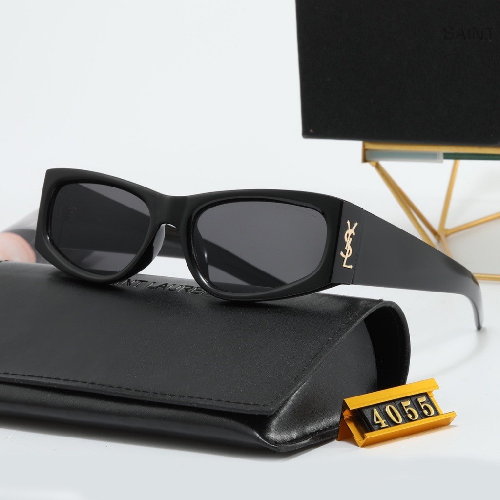 YSL Fashion Retro Glasses/แว่นกันแดด Cat Eye/Acetate Frame/Temperament All-Match/Black YW