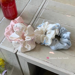 หูกระต่ายBowknot และ Scrunchies สีฟ้าและชมพู สำหรับเครื่องประดับผม