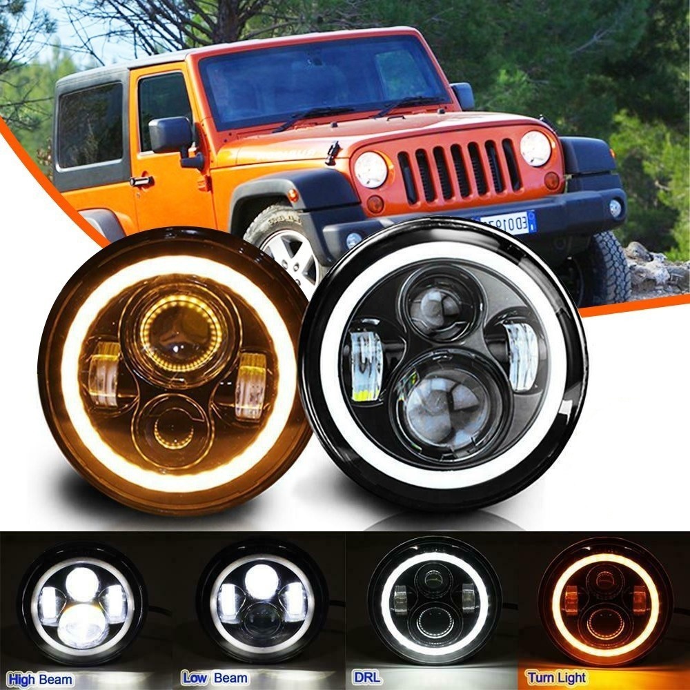 7 "pusingan lampu LED lampu DRL Beam Mitsubishi Pajero L049 Land Cruiser BJ40 BJ70 Suzuki Jimny SJ41