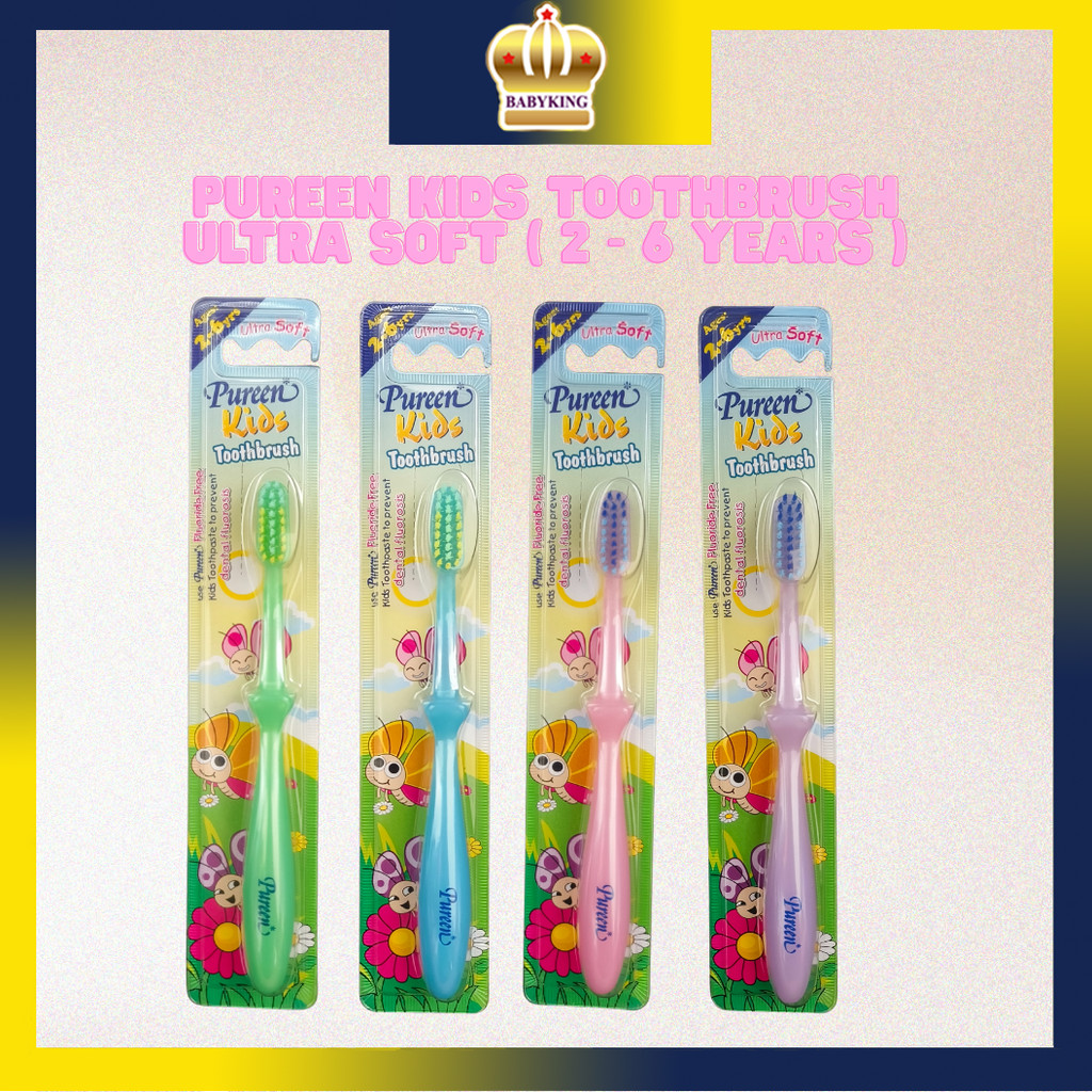 Pureen Ultra Soft Kid Kids แปรงสีฟันแปรงฟัน (2-6y/o) Berus Gigi Kanak Color เหลือง แดง น้ําเงิน เขีย
