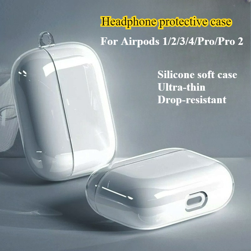 For Airpods 1/2/3/4/Pro/Pro 2 Case เคสป้องกันหูฟัง TPU ใส เคสป้องกันหูฟังป้องกันการตก เคสป้องกันหูฟังเปลือย มีหูห้อย INS