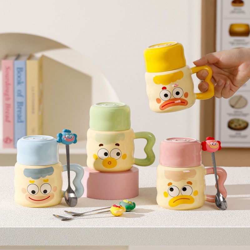 354แก้วกาแฟ พร้อมกล่องของขวัญ ลายตัวตลกสวย น่ารัก ราคาดี ชาวออฟฟิศนักเรียนนักศึกษา เหมาะมาก