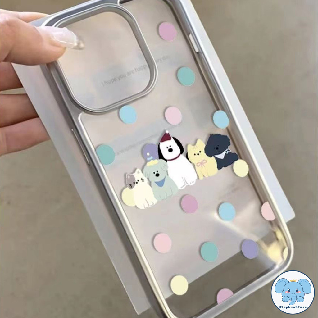 การ์ตูนลูกสุนัขน่ารักหมีกรอบชุบไฟฟ้าสุดหรูเคสแมวเข้ากันได้กับ IPhone 15 11 13 14 12 Pro Max XR X XS MAX 15 7 8 14Plus SE