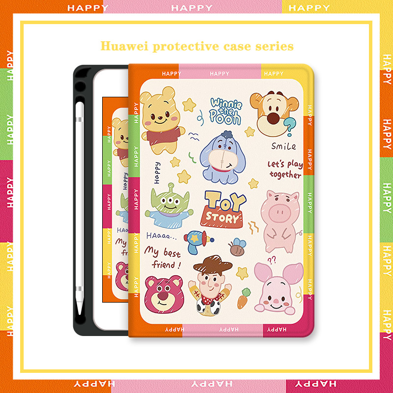น่ารักการ์ตูน Huawei แท็บเล็ต Mediapad T5 M5 Lite 10.1 นิ้วที่ใส่ดินสอ Matepad SE 10.4 Pro 10.8 12.6 T10 T10s Air 11.5 นิ้วสําหรับ Honor Pad 8 12.1 9 X8 10.1 X9 กรณี