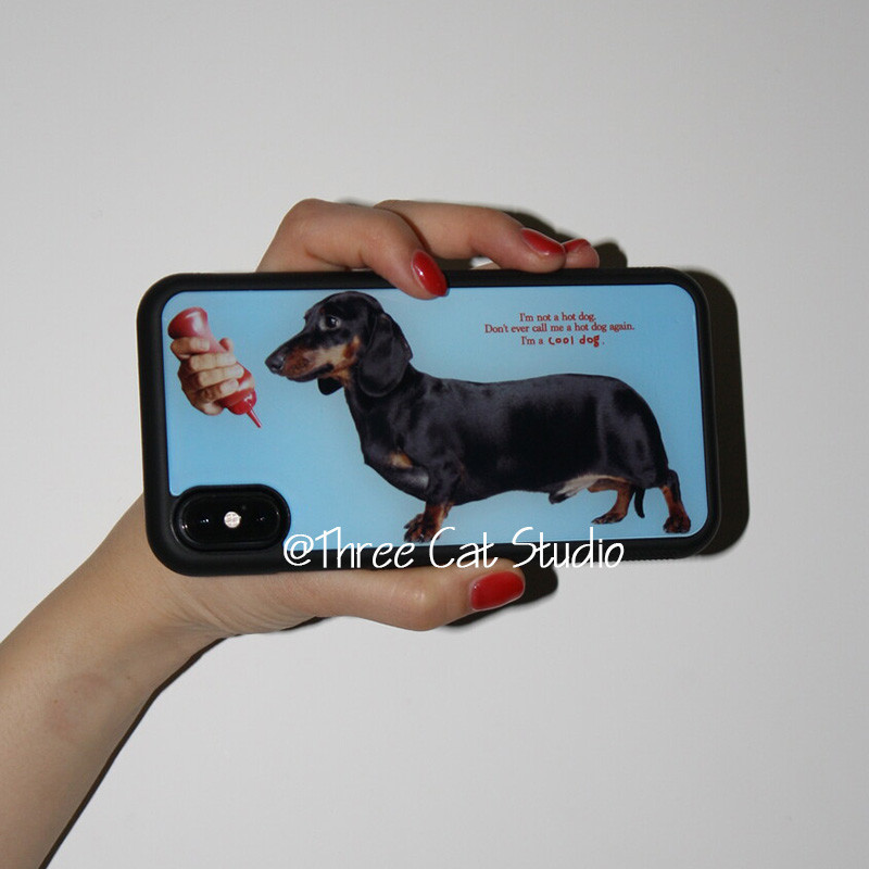 เกาหลี niche ins cool ลูกสุนัขขอบสีดําเคสขอบนุ่มสําหรับ iphone16/15pro/14 promax /13/12/11/ xsmax เคส XR