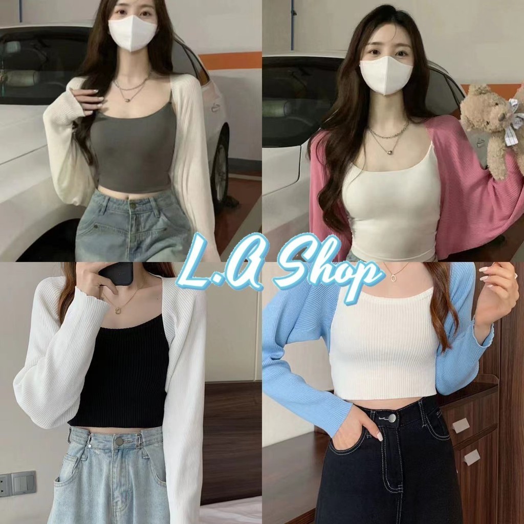 L.A Shop พร้อมส่ง เสื้อคลุมไหมพรมครึ่งตัว ใส่สบายมาก ผ้าร่องน่ารัก #เสื้อผ้าแฟชั่น ผู้หญิง "23150"+"23150"