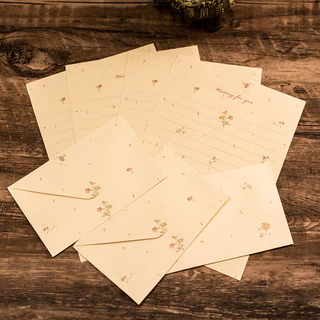 (En7) ซองจดหมาย ซองการ์ด ซองงานแต่ง สีครีม ลายดอกไม้ : ซองจดหมายลายสวยราคาถูก envelope