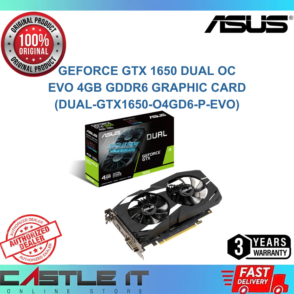 Asus GTX 1650 DUAL OC EVO 4GB GDDR6 NVIDIA GeForce กราฟิกการ์ด DUAL-GTX1650-O4GD6-P-EVO