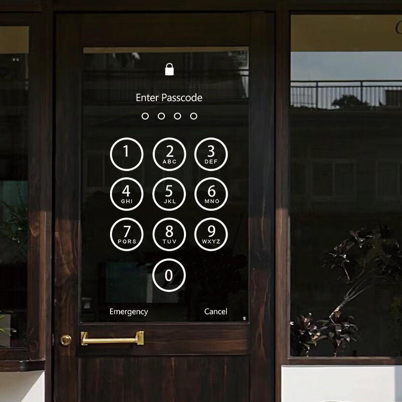 สร้างสรรค์ปลดล็อครหัสผ่านล็อคประตูกระจกสติกเกอร์หน้าต่างเสื้อผ้าร้านกาแฟตกแต่งประตูบานเลื่อนป้องกันการชนกันสติกเกอร์กระจก