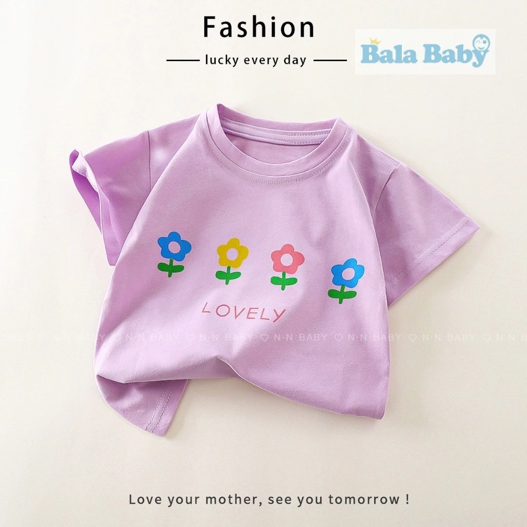 เสื้อยืดเด็ก แขนสั้น เสื้อยืดมินมอลเด็กผู้หญิง  ลายดอกไม้สวยๆ Size90-120 cm DXT52 thumbnail 5