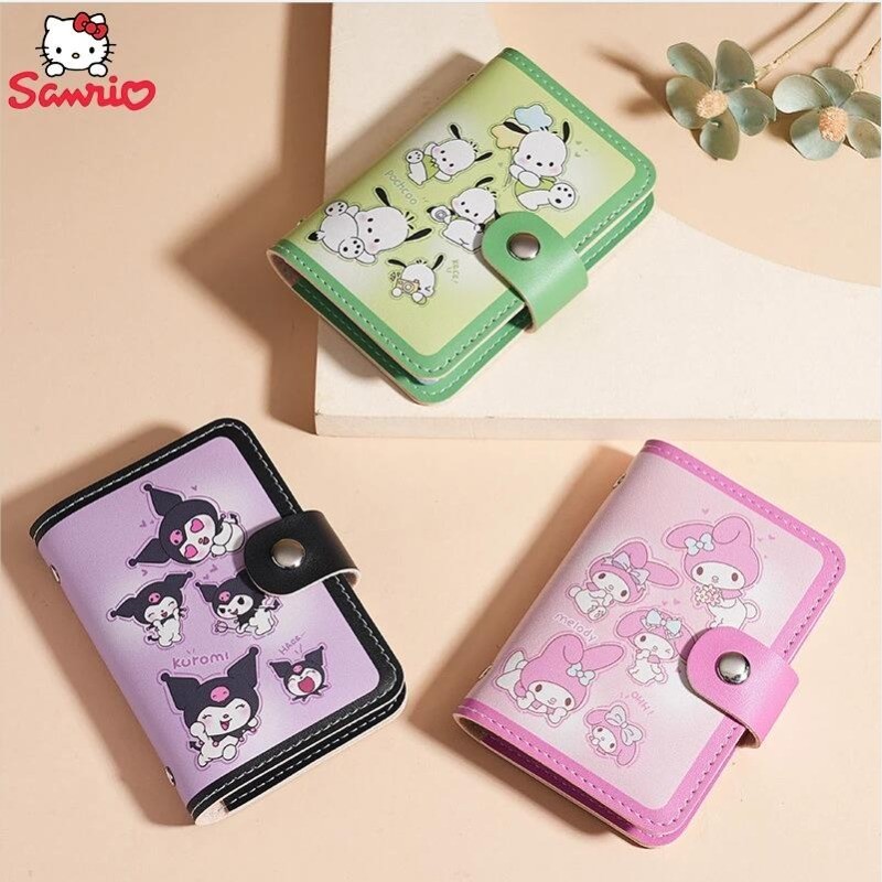 การ์ตูน Sanrio 20 การ์ด PositionCard กระเป๋า Kuromi Cinnamoroll My Melody สาวแบบพกพาขนาดใหญ่ความจุ ID Storage Card กระเป๋าคลิปการ์ด