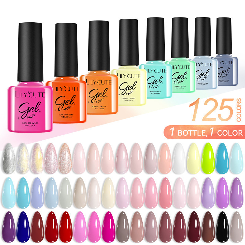 Lilycute เล็บเจล Macaron สีกึ่งถาวรเล็บแต่งเล็บ UV Gel เล็บ Varnishes 7ML