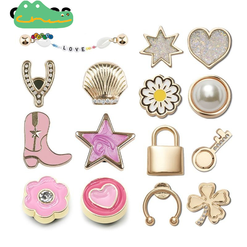 Jibbitz Crocs คุณภาพสูง Vintage โลหะรองเท้าหัวเข็มขัดอุปกรณ์เสริม DIY รองเท้าแตะตกแต่ง