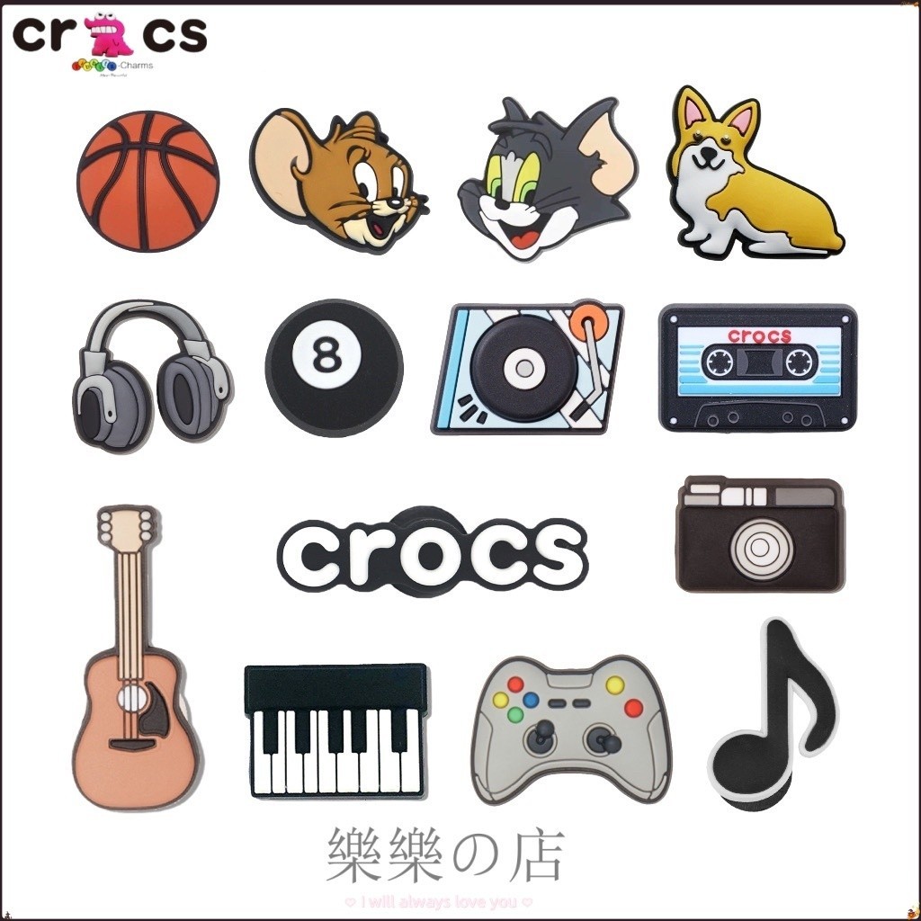 ใหม่ Crocs Jibbitz รองเท้าเกาหลีหัวเข็มขัดตกแต่งรองเท้าดอกไม้ DIY โบว์บาสเกตบอล/ฟุตบอล/เพลง/กีต้าร์