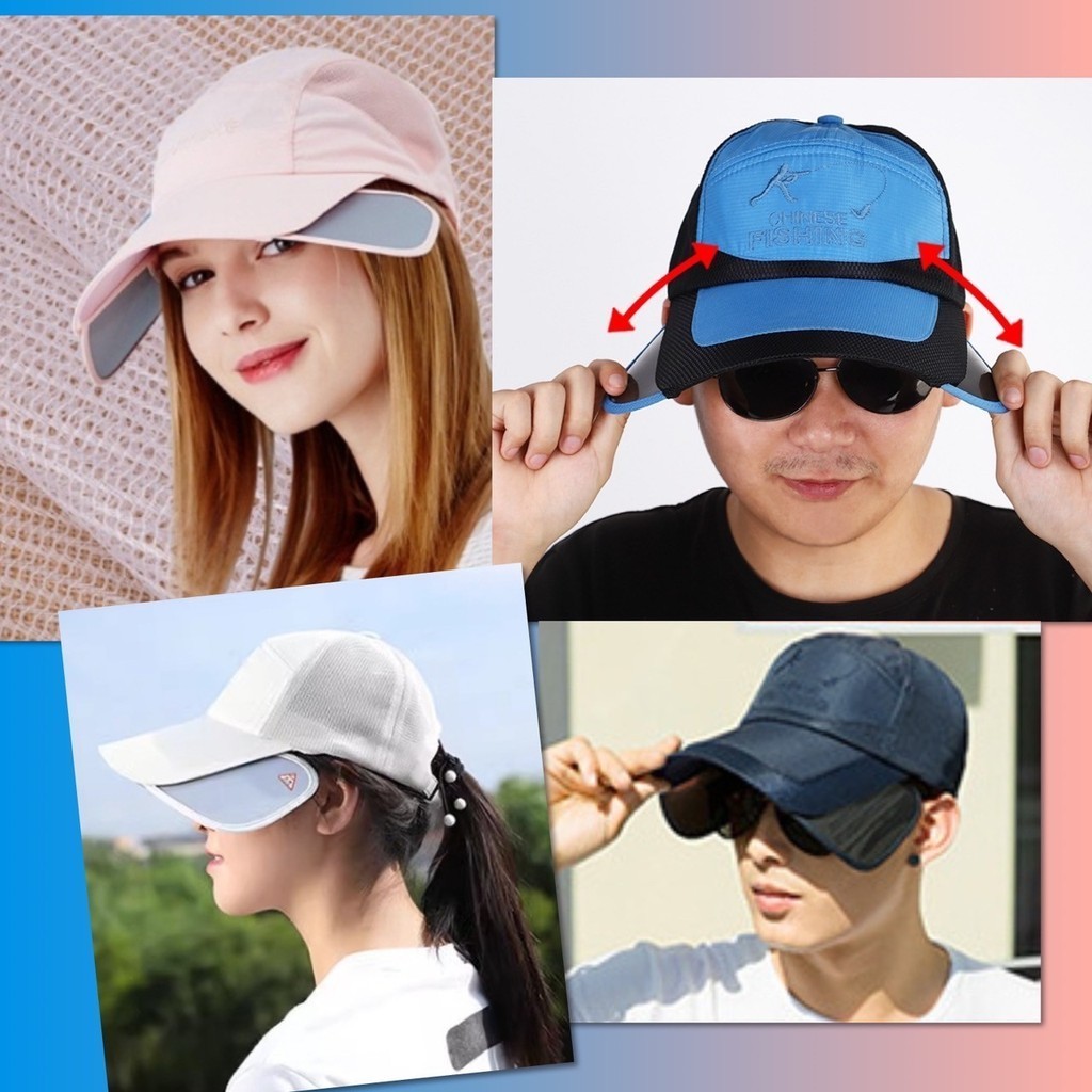 ❤ หมวก กันแดด บังข้าง หมวกตกปลา ปรับได้ โม่งคลุมหัว หมวกกันแดด ระบายอากาศ กัน UV กันฝุ่น กันร้อน ❤