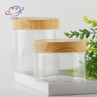 [mayhome] ภาชนะขวดใสเปล่าพร้อมฝาปิดไม้เทียมพลาสติก {TH}