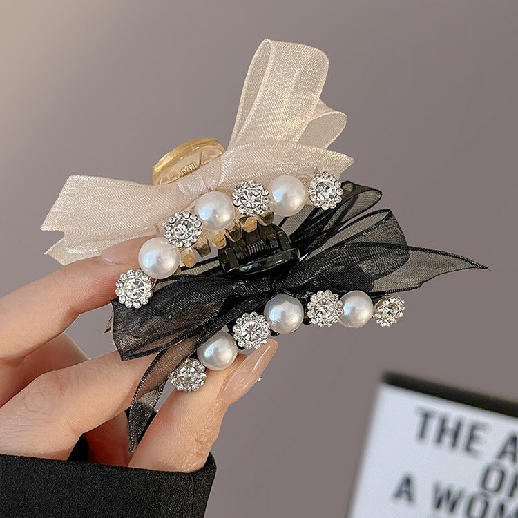 7เซนติเมตรมุกโบว์กิ๊บหญิงคว้าคลิปด้านเรียบผมหักคลิปด้านบน