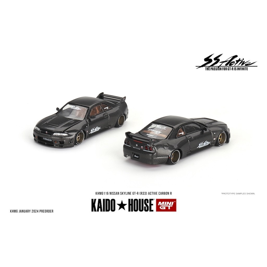 MINI GT No.116 Kaido House Nissan Skyline GT-R (R33) Active Carbon R KHMG116 Diecast model cars