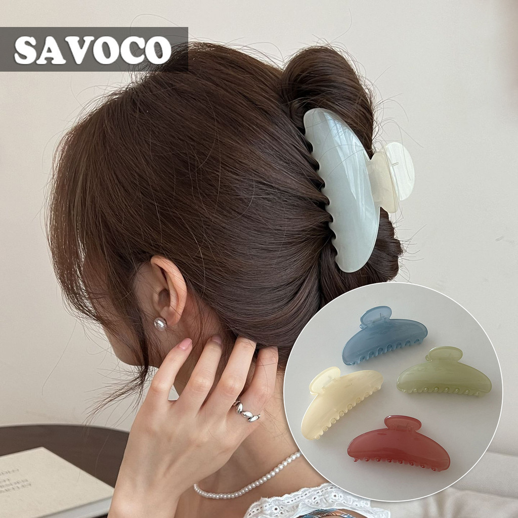 Savoco Ins Candy กิ๊บติดผมสีบริสุทธิ์ผ้าโพกศีรษะหญิงฉลามที่มีสีสันจับคลิปสําหรับผู้หญิงอุปกรณ์เสริมผม SC036