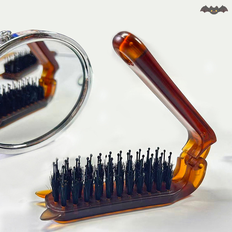 [วิชาพลศึกษา] หูหมูป่าขนแปรงแปรงผมสีเหลืองอําพันพับแบบพกพาหวีพ็อกเก็ตพับเดินทางนวดเครื่องมือจัดแต่งทรงผมร้านผู้หญิงของขวัญใหม่ ไทย