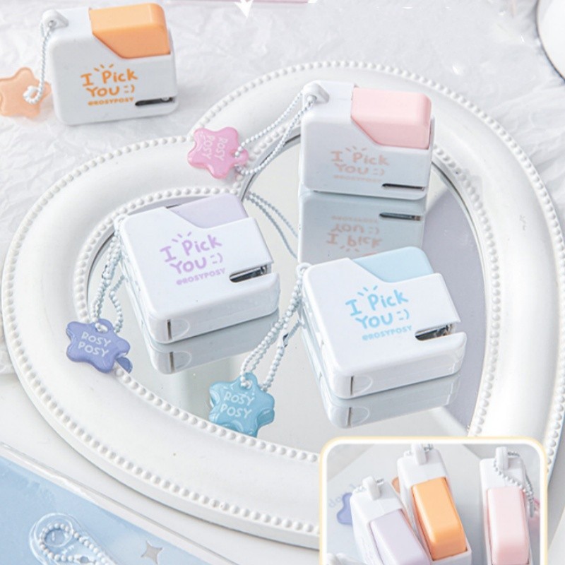 Rosyposy Cute Cube Sugar Stapler Mini Portable Stapler No. เครื่องเขียนนักเรียน 10 เครื่องเย็บกระดาษ