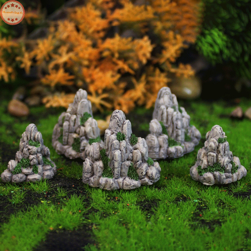 Home Mini Mountain Miniature หินปลอมประดิษฐ์ Hill ของเล่นเครื่องประดับ Fairy Garden อุปกรณ์เสริมตกแต่งบ้าน Aquarium Rock TH