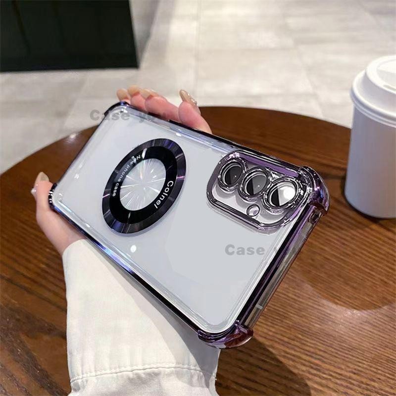 SAMSUNG เคสโทรศัพท์สําหรับsamsung Galaxy A15 A25 A35 A55 A05S A14 A24 A34 A54 A04S A13 5Gนุ่มโปร่งใสแม่เหล็กAnti Dropเคสโทรศัพท์ในตัวเลนส์ฟิล์ม